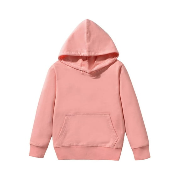 SuTry Children's Winter Hoodie Solid Color Casual Sports Long Sleeve Blouses Warmth Thick Comfy Material for Cold Weather Wearing Tops(Pink,4 Years)