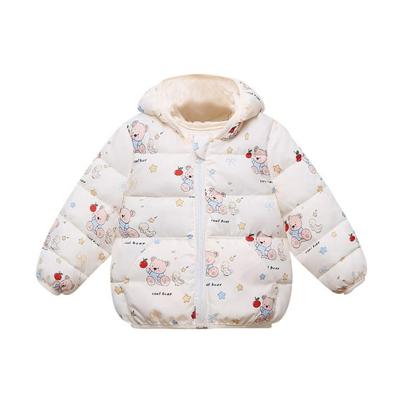 SuTry Children's Winter down Jacket Solid Color Thickened Long Sleeved Hooded Padded Jacket Cozy Comfortable Material for Cold Weather(Beige#1,12 Months)