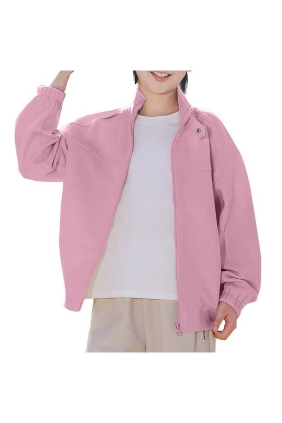 Children's Winter Long Sleeved Sportswear Casual Jacket Long Sleeves for Arm Coverage Winter Material Blocks Suit Sportswear(Pink,4-5Years)