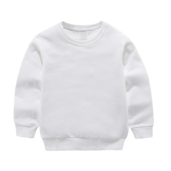 SuTry Children's Winter Solid Color Hoodless Long Sleeved Casual Half High Collar Sweater with Added Velvet Thickening for Winter Wear(White#1,11 Years)