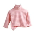 thumbnail image 1 of SuTry Children's Winter Tops Solid Color Velvet Long Sleeved Round Neck Middle Collar Blouses for Kids Soft Comfy Material Warmth(Pink,2-3Years), 1 of 4