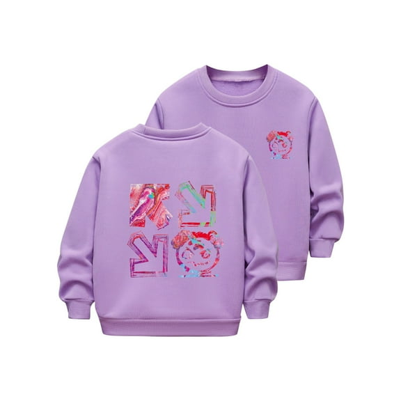 SuTry Fall Winter Boys' Tops Double Layer Thread Long Sleeve Round Neck Pullover Sweater Base Warm Casual Ideal for Cold Weather(Purple#4,100)