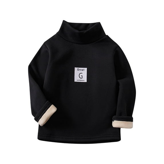 SuTry Fashion Boys' Middle Tops Standup Collar Striped Long Sleeve Bottom Layer Casual Shirt Warmth Fabric Suitable Casual Wear Blouses(Black#4,8 Years)