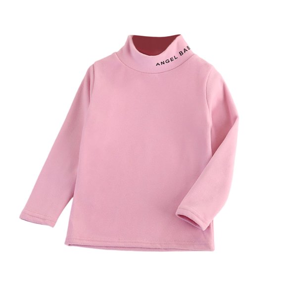 SuTry Fashion Children's Base Shirt Fall Winter Padded Thick Semi High Neck Long Sleeve Warmth Comfy Fabric Suitable Outer Wear(Pink#4,3 Years)