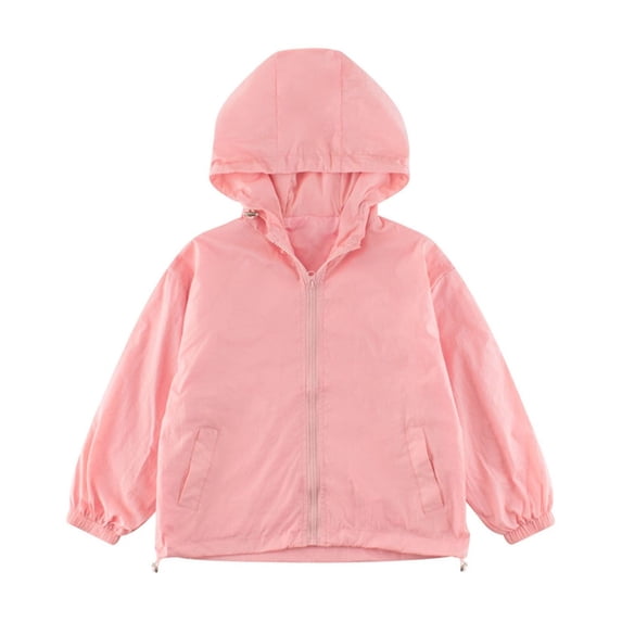 SuTry Fashion Girl Casual Solid Color Hooded Long Sleeve Pocket Top Coat Solid Color for Style Hooded for Head Warmth for Daily Wear(Pink#1,9 Years)