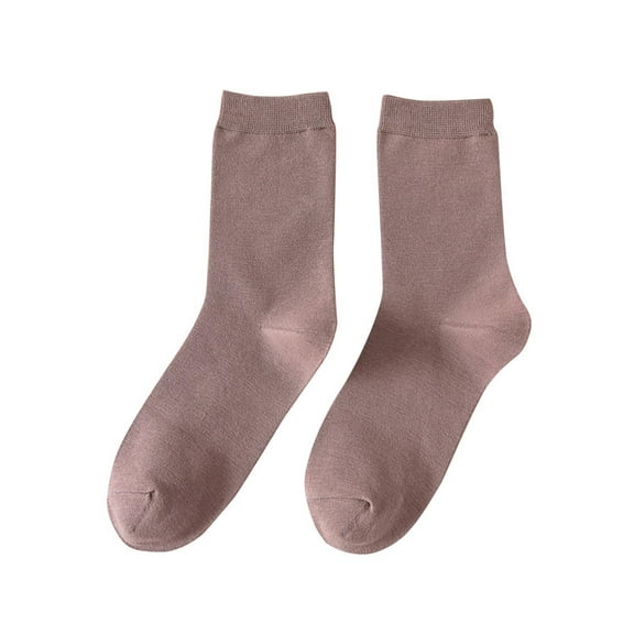 SuTry Fashion Women's Pile Socks Solid Color Light Thin Ice Silk Sweat Absorption Middle Length Cool Feel Wearing(Purple#5,Free Size)