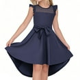 thumbnail image 1 of SuTry Girl's A-Line Dress Summer Fall Mesh Party Dress with Belt Pockets Ruffle Sleeves Skirt Suitable for Parties and Outings(Navy,5 Years), 1 of 7