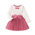 thumbnail image 1 of SuTry Girl's Long Sleeve Stretchy A-Line Twirly Skater Dress for School Recital Round Neck Comfy Material Allows Casual Wear(Pink#3,120), 1 of 8