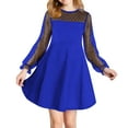 thumbnail image 1 of SuTry Girls' A-Line Mesh Dress Trendy Cozy Soft Fabric Long Sleeve Round Neck Skirt Elegant Style for Party Dance Graduation(Blue#1,10 Years), 1 of 8