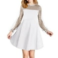 thumbnail image 1 of SuTry Girls' A-Line Mesh Dress Trendy Cozy Soft Fabric Long Sleeve Round Neck Skirt Elegant Style for Party Dance Graduation(White#1,10 Years), 1 of 8