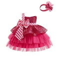 thumbnail image 1 of SuTry Girls Christmas Dress Sleeveless Strapless Sequin Bow Princess Dress Mesh Bow Cake Dress Christmas Performance for Kids 4-9 Years(Hot Pink,5 Years), 1 of 8