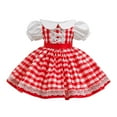 thumbnail image 1 of SuTry Girls Christmas Embroidery Long Sleeve Dress Bow Collar Holiday Party Puffed Dress Festive Performance Outfit for Kids 6 Months-3 Years(Red#1,6 Months), 1 of 9