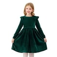 thumbnail image 1 of SuTry Girls Christmas Party Princess Dress Long Sleeve Plush A-Line Elegant Comfortable Fit Holiday Outfit for Kids 5-12 Years(Green,11 Years), 1 of 6