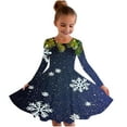 thumbnail image 1 of SuTry Girls Christmas Printed Long Sleeve Twirly Skater School Recital Dress Long Sleeve Round Neck Dress for Kids 4-15 Years(Multicolor#2,12-13 Years), 1 of 5