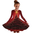 thumbnail image 1 of SuTry Girls Christmas Printed Long Sleeve Twirly Skater School Recital Dress Long Sleeve Round Neck Dress for Kids 4-15 Years(Multicolor#2,4-5 Years), 1 of 5