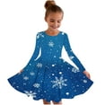 thumbnail image 1 of SuTry Girls Christmas Printed Long Sleeve Twirly Skater School Recital Dress Long Sleeve Round Neck Dress for Kids 4-15 Years(Multicolor,8-9 Years), 1 of 5
