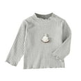 thumbnail image 1 of SuTry Girls' Lace Detail Blouses Long Sleeved Semi High Neck Solid Color Bottoming Shirt Warmth Comfy Fabric Ideal for Daily Tops(Gray#4,12 Months), 1 of 8