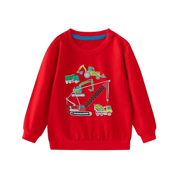 SuTry Girls' Long Sleeved Fleece Sweatshirt with Letter Print Casual Thick Warm Round Neck Fashion Long Sleeves Casual Sports Wear(Red#2,4 Years)
