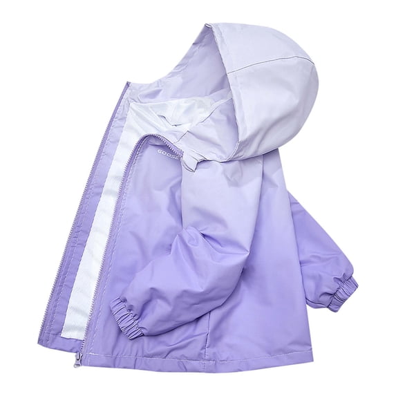 SuTry Girls' Spring Fall Outdoor Versatile Hooded Jacket Long Sleeve Casual Tops Zipper Closure for Sun Wind Protection Active Play(Purple#1,9 Years)