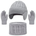 thumbnail image 1 of SuTry Kids 3 PC Hat Set Knitted Hat,Scarf and Gloves Set Snowflake Woolen Soft Fashion Winter Outdoor Set(Gray,2-18 Years), 1 of 7