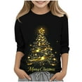 thumbnail image 1 of SuTry Kids Christmas Shirts 3/4 Length Sleeve Hoodless Tops Funny Christmas Print Crew Neck Holiday Tops Pullover for Children 3-12 Years(Yellow,11-12 Years), 1 of 5