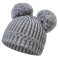 thumbnail image 1 of SuTry Kids Hat Solid Color Knit Beanie Thermal Fleece-Lined Winter Warm Cuffed Hat with Pom-Pom Infant Everyday Cold Weather Comfortable Hat(Gray,0-12 Months), 1 of 6