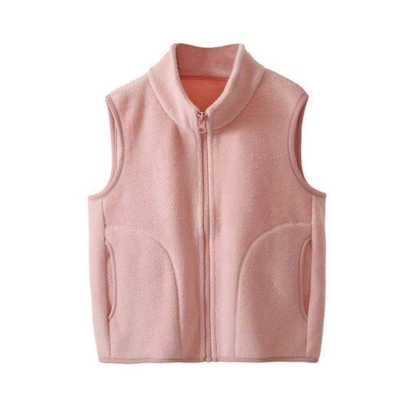 SuTry Kids Solid Color Fleece Jacket Zip Thermal Warm Fall Winter Casual Tops with Pockets Everyday Outerwear for Children 1-15 Years(Pink,1 Years)