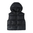 thumbnail image 1 of SuTry Kids Solid Color Hooded Sleeveless Lightweight Down Vest Warm Fall Winter Thermal Outerwear for Children 3-15 Years(Black#1,10-11 Years), 1 of 9