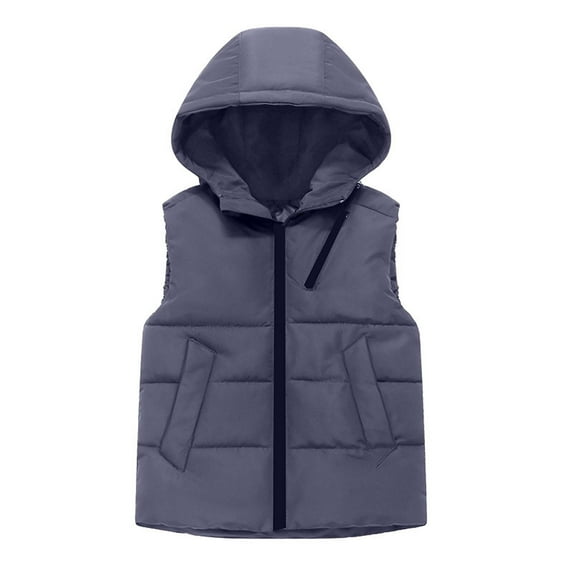 SuTry Kids Solid Color Hooded Vest Lined Sleeveless Warm Fall Winter Casual Comfortable Everyday Outerwear Coat for Boys and Girls 3-11 Years(Gray#1,4 Years)