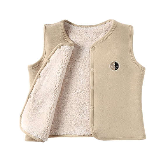SuTry Kids Stand Collar Vest Sleeveless Thermal Fall Winter Casual Outdoor Fleece-Lined Outerwear for Boys Girls 3-13 Years(Khaki,3 Years)