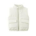 thumbnail image 1 of SuTry Kids Stand Collar Vest Thermal Fall Winter Fleece-Lined Puffer Vest Everyday Outerwear Sleeveless Jacket for Children 1-8 Years(White,0-1 Years), 1 of 7