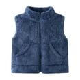 thumbnail image 1 of SuTry Kids Stand Collar Vest Thermal Fall Winter Fleece-Lined Puffer Vest Everyday Outerwear Sleeveless Jacket for Children 1-8 Years(Blue,5-6 Years), 1 of 6