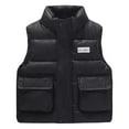 thumbnail image 1 of SuTry Kids Stand Collar Vest Thermal Fall Winter Fleece-Lined Puffer Vest Everyday Outerwear Sleeveless Jacket for Children 4-10 Years(Black,4 Years), 1 of 5
