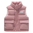 thumbnail image 1 of SuTry Kids Stand Collar Vest Thermal Fall Winter Fleece-Lined Puffer Vest Everyday Outerwear Sleeveless Jacket for Children 4-10 Years(Pink,7 Years), 1 of 6
