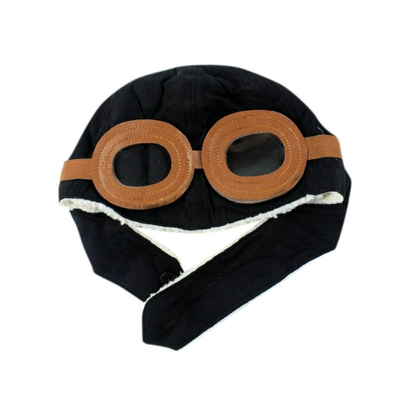 SuTry Kids Winter Trapper Hat with Goggles Plush Fleece-Lined Ear Protection Thermal Comfortable Fall Cold Weather Caps(Black,2-6 Years)