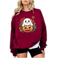 thumbnail image 1 of SuTry Ladies' Trendy Tops Cute Pumpkin Fashion Pattern Long Sleeve Loose Tops Hoodless Sweatshirts Blouses with Ribbed Cuffs Hem Detail(Red,S), 1 of 3