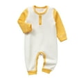 thumbnail image 1 of SuTry Male Female Babies Solid Color Knitted Long Sleeved Round Neck Button Bodysuit Jumpsuit Button Closure Easy Suitable Infants(Yellow#1,9 Months), 1 of 2