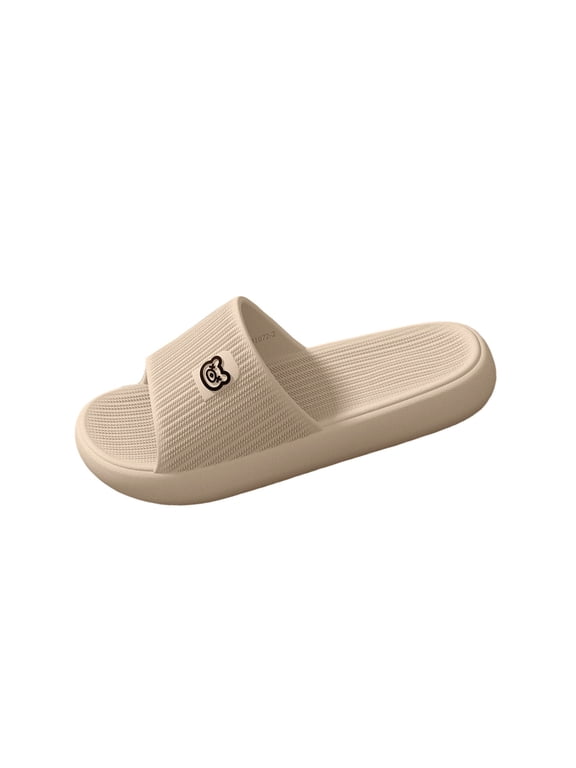 Men Thick Sole Cloud Slides EVA Non Slip Waterproof Subtle Cartoon Accent Indoor Outdoor Bathroom Shower Summer Wear Slippers