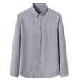 thumbnail image 1 of SuTry Men's Button down Shirt Button Closure Standup Collar Long Sleeves with Buttoned Cuffs Chest Pocket Classic Stripe for Leisure(Gray#1,S), 1 of 3