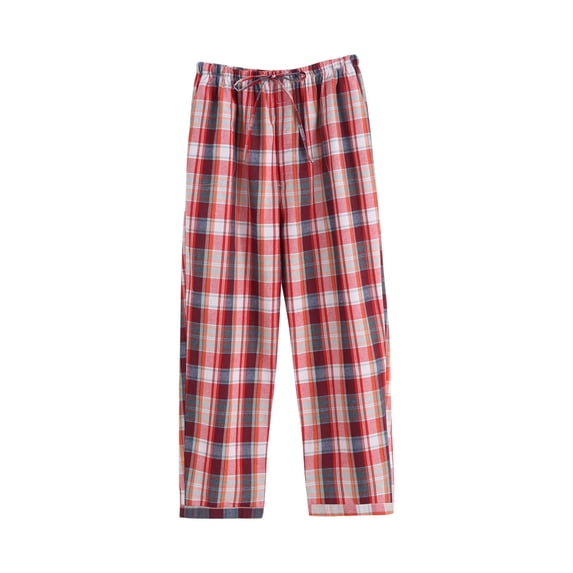 SuTry Men's Casual Plaid Pattern Pants Fall Elastic Waist Pocket Straight Tube Comfy Fabric Plus Breathable for Daily Home Wearing(Red#2,3XL)