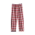 thumbnail image 1 of SuTry Men's Casual Plaid Pattern Pants Fall Elastic Waist Pocket Straight Tube Comfy Fabric Plus Breathable for Daily Home Wearing(Red#2,XL), 1 of 3
