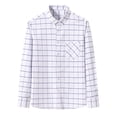 thumbnail image 1 of SuTry Men's Classic Button Down Shirt Stand Collar Chest Pocket Checkered Pattern Long Sleeves with Button Cuffs Regular Office Wearing(White,M), 1 of 3
