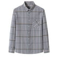 thumbnail image 1 of SuTry Men's Classic Checkered Pattern Shirt Button Down Stand Collar Chest Pocket Long Sleeves with Button Cuffs Daily Office Wearing(Dark Gray#1,L), 1 of 5