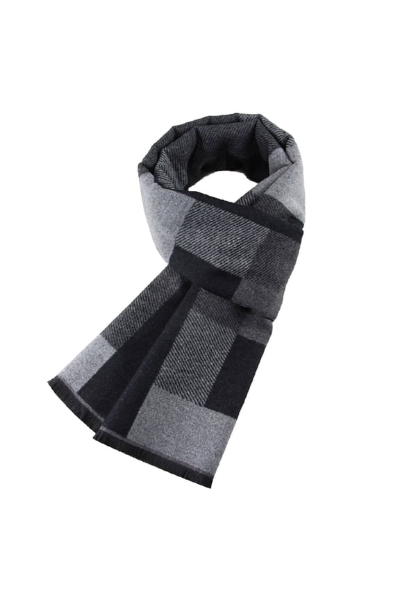 Men's Classic Scarves Warm Thickened Brushed Material with Stripe Pattern Suitable as Gift Ideal for Cold Weather Classic Look Formal Use(Black#2,Free Size)