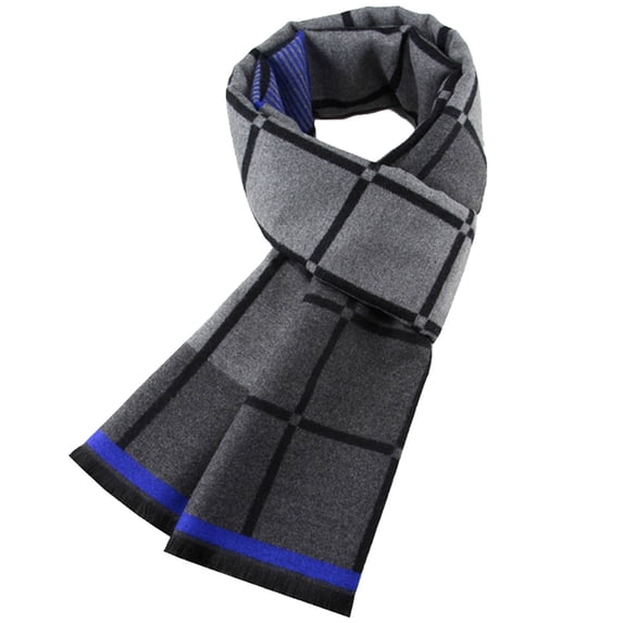SuTry Men's Classic Scarves Warm Thickened Brushed Material with Stripe Pattern Suitable as Gift Ideal for Cold Weather Classic Look Formal Use(Black#5,Free Size)