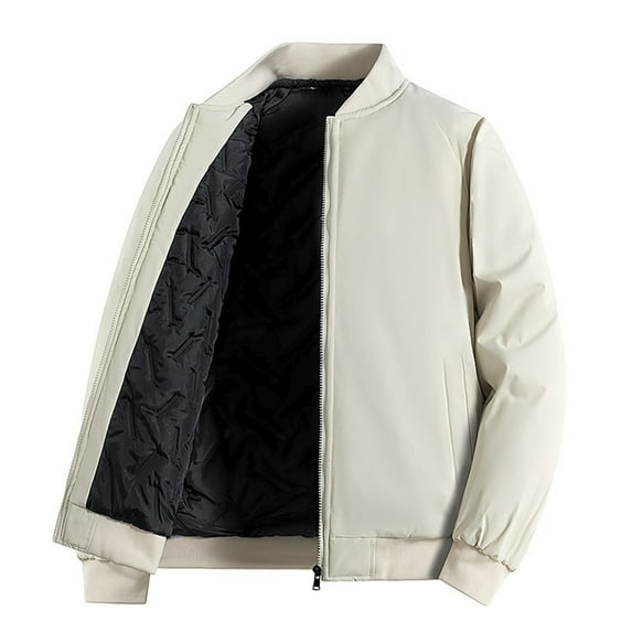 SuTry Men's Fall Jackets Solid Color Long Sleeved with Ribbed Cuffs Comfy Fashionable Blouses Suitable for Daily Wear Casual Gatherings(Khaki,3XL)