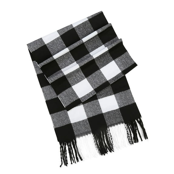 SuTry Men's Fashionable Color Plaid Scarves Versatile Winter Warm with Tassel Detail Shawl Style Suitable for Cold Weather Classic British(Black#1,Free Size)
