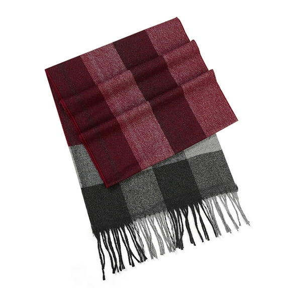SuTry Men's Fashionable Color Plaid Scarves Versatile Winter Warm with Tassel Detail Shawl Style Suitable for Cold Weather Classic British(Red#3,Free Size)