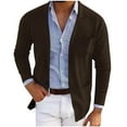 thumbnail image 1 of SuTry Men's Knit Blazer Fall Trendy Notch Lapel Two Front Pockets Comfy Knit Fabric Button Closure Long Sleeves for Office Formal Wear(Coffee,XL), 1 of 5