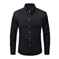 thumbnail image 1 of SuTry Men's Solid Color Business Casual Long Sleeved Shirts Fashionable Casual Outerwear Lapel Tops Suitable for Business Woking (Black,S), 1 of 5